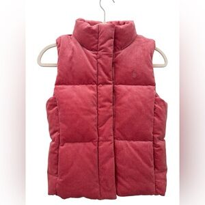 Polo Ralph Lauren Girls Stretch Corduroy Down Puffer Vest Pink L 12/14 like new